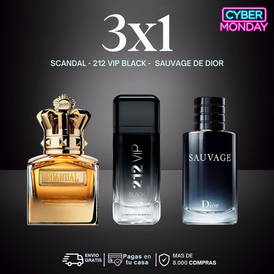 3x1 Scandal - 212 Vip Black - Sauvage de Dior