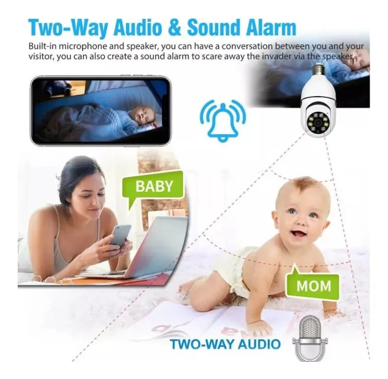 Camara Seguridad Ip Domo Con Wifi Y Parlante Vision Nocturna Color Blanco DOMO E27