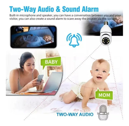 Camara Seguridad Ip Domo Con Wifi Y Parlante Vision Nocturna Color Blanco DOMO E27