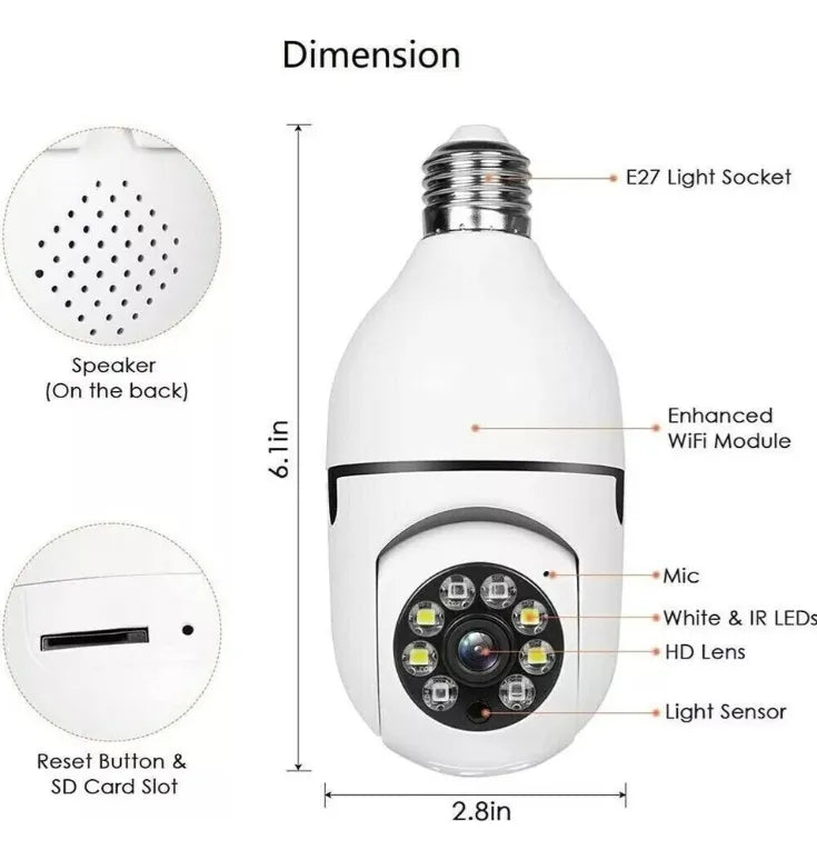 Camara Seguridad Ip Domo Con Wifi Y Parlante Vision Nocturna Color Blanco DOMO E27