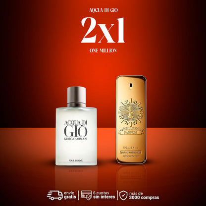 2X1 ACQUA DI GIO + ONE MILLION DE PACO RABANNE